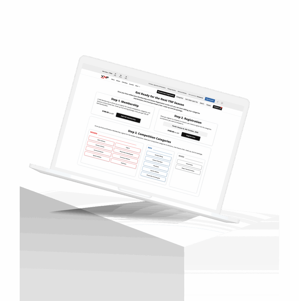 Laptop with YNF website screenshot