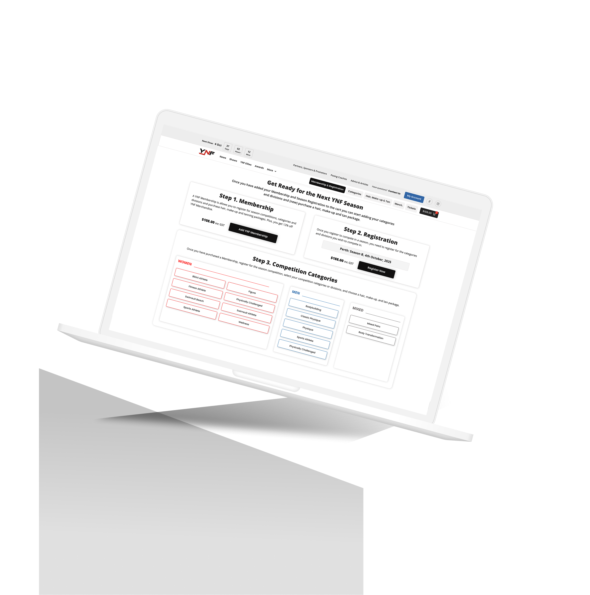 Laptop with YNF website screenshot