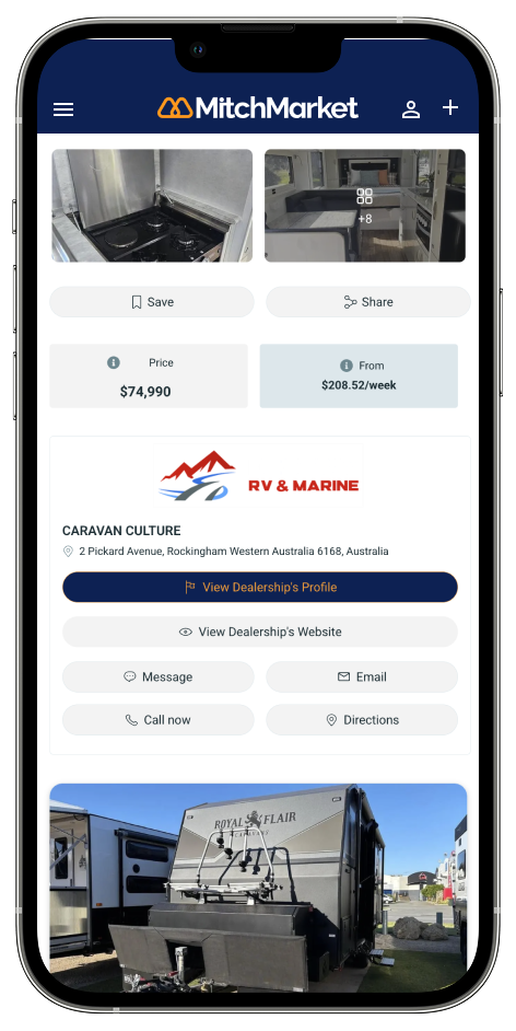 iPhone with MitchMarket screenshot