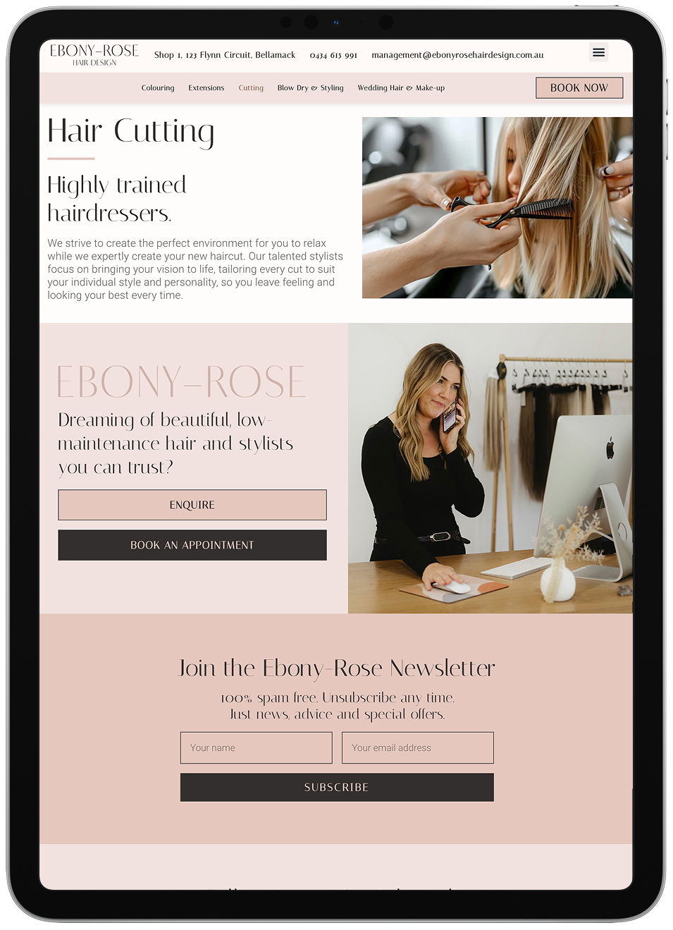 Ebony Rose Hair - iPaid with screenshot of homepage