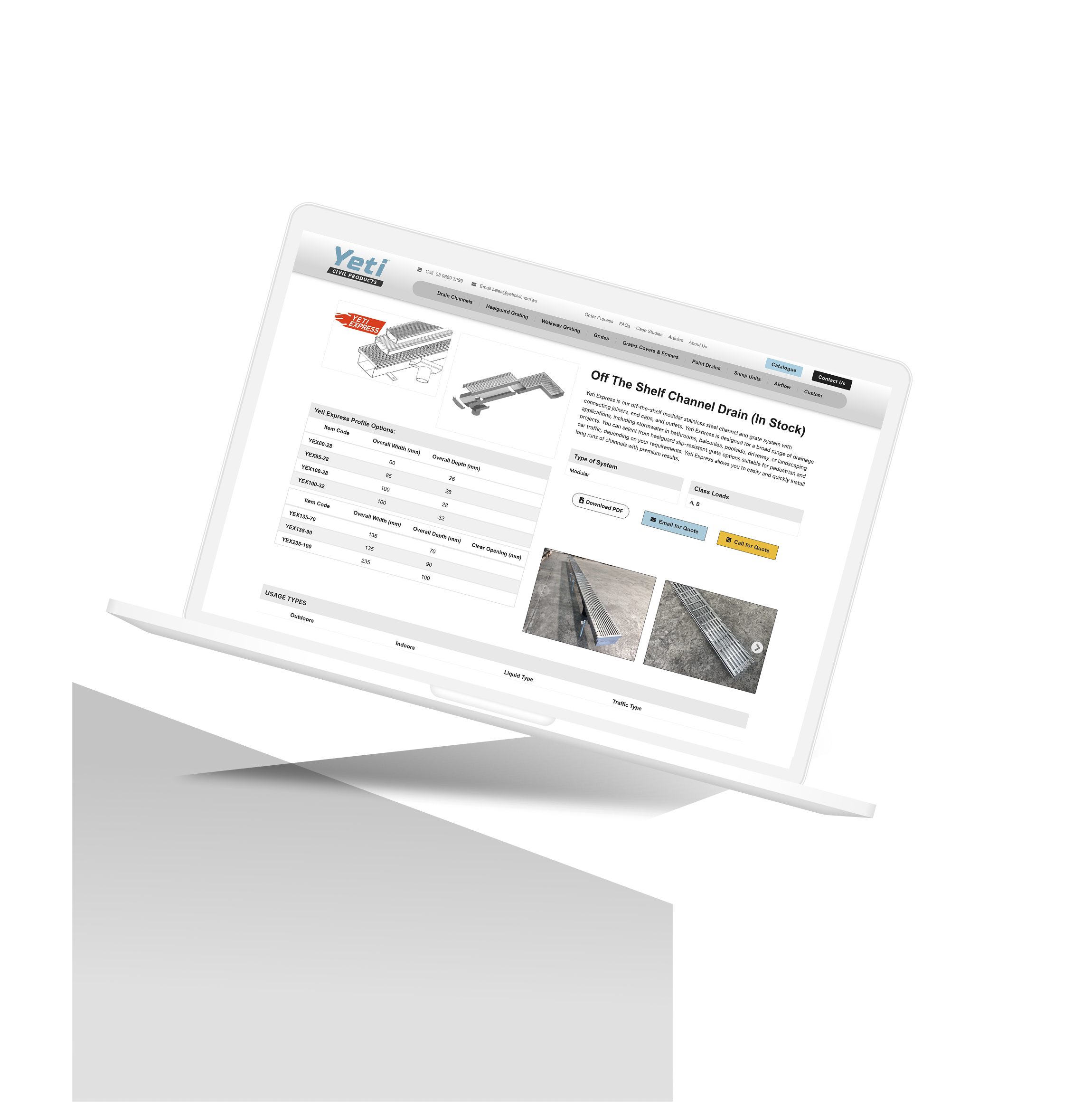 Laptop with YetiCivil website screenshot